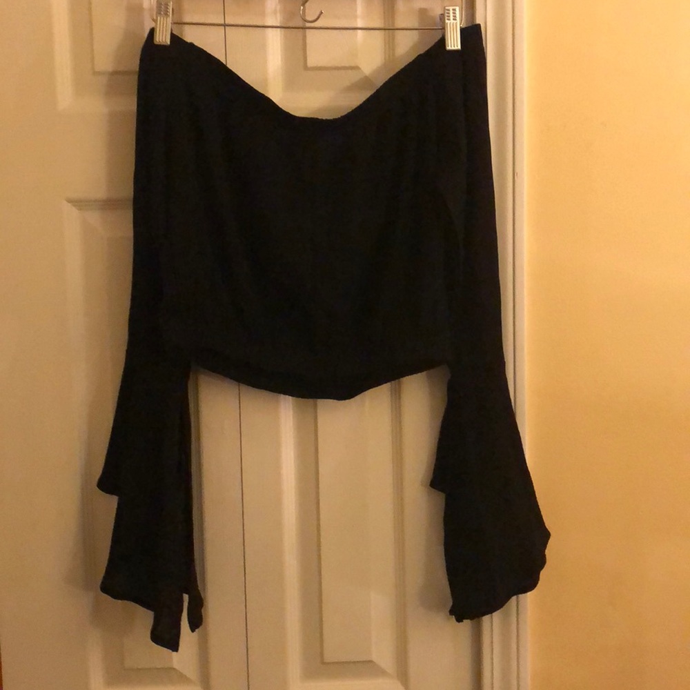 Bell Sleeve Off the Shoulder Crop Top